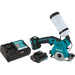 The Makita CC02R1 Cordless saw displayed with battery and charger.