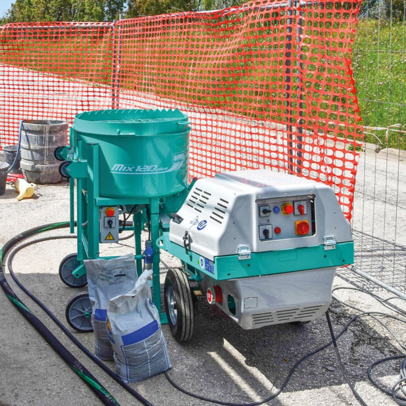 IMER Step-Up 120 pumping grout on construction site