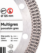 Close-up of Multigres blade with thin 1.4 mm diamond layer