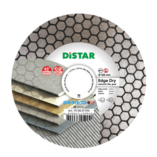 Edge Dry Diamond Blade 4.5"–5" – 45° Dry Tile Cutting Blade for Ceramic & Porcelain