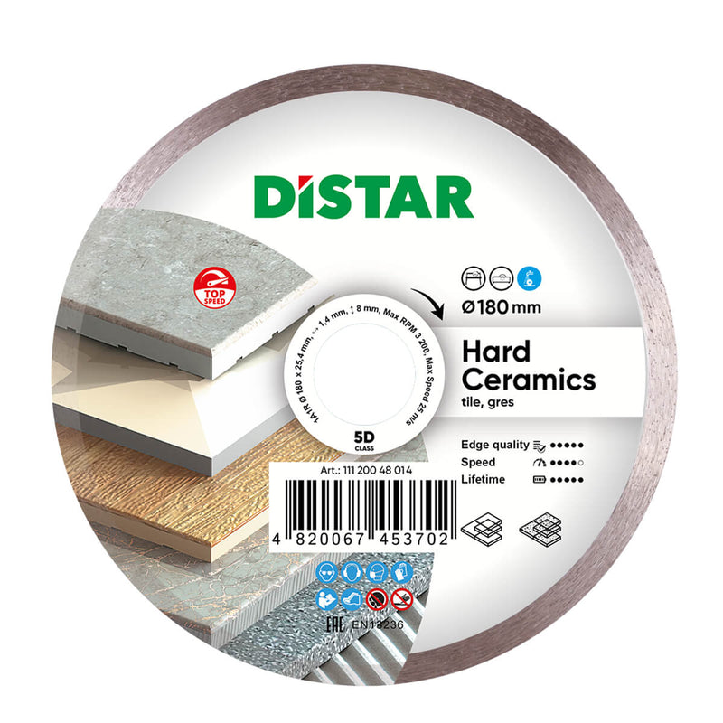 Distar diamond wheel for hard ceramics with various material samples on a white background