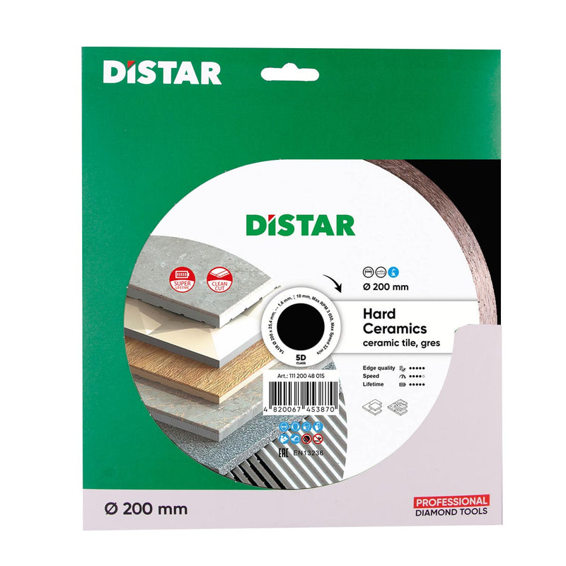 Distar diamond blade packaging for hard ceramics on a white background