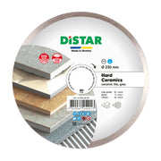 Distar ceramic tile wheel with sample tiles on a white background
