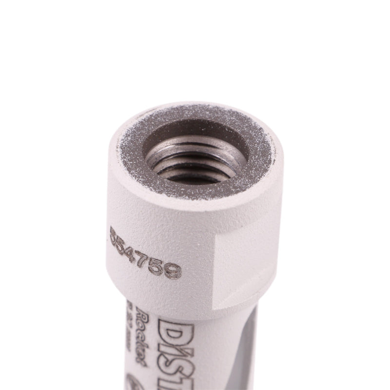 Metal fitting with threaded end on a white background