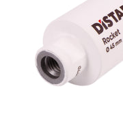 Close-up of a white cylindrical object with 'DISTAR' branding on a white background