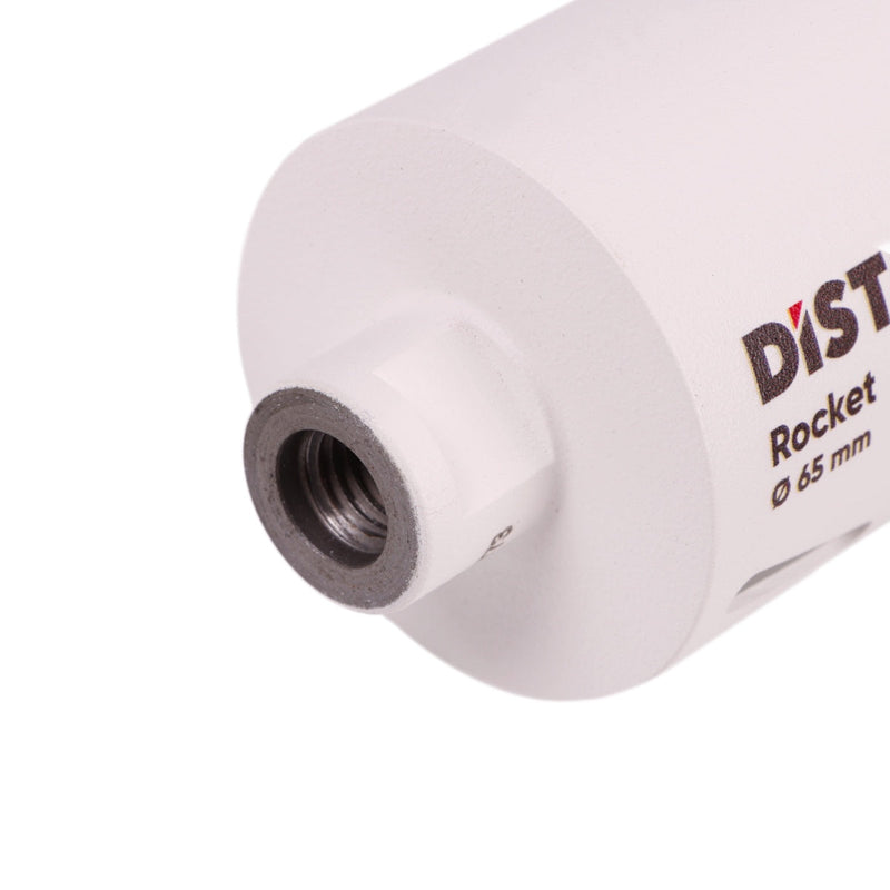White cylindrical object with a threaded end and 'DIST' branding on a white background