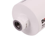 White cylindrical component with threaded end on a white background