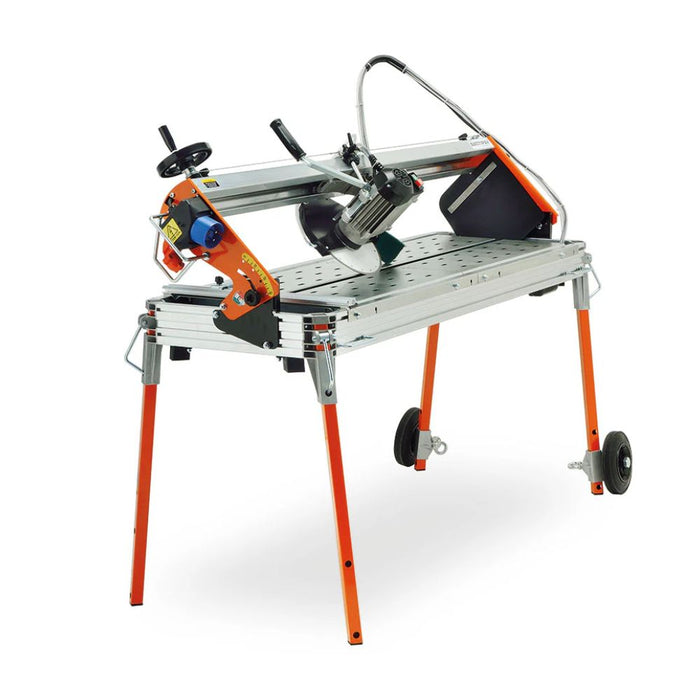 Professional Tile Saw Battipav CLASS PLUS  Bridge Saw is capable of cutting miters thanks to its adjustable rail system