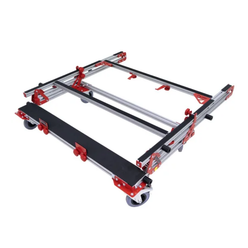 Rubi Slab A-Frame Cart folded for compact storage in vertical position