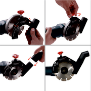 19568442013 AirDUSTER dust extraction guard attached to angle grinder cutting concrete