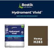 Bostik Hydroment Vivid grout packaging with Hemp H283 color swatch on a white background