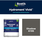 Bostik Hydroment Vivid grout packaging with color swatch labeled 'Shadow H195' on a white background