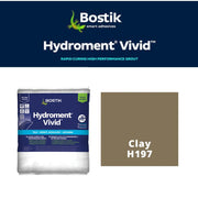 Bostik Hydroment Vivid grout packaging with color swatch labeled 'Clay H197' on a white background.