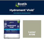 Bostik Hydroment Vivid grout packaging with color swatch labeled 'Lunar H196' on a white background.
