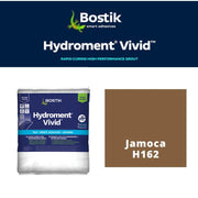 Bostik Hydroment Vivid grout packaging with color swatch labeled 'Jamoca H162' on a white background