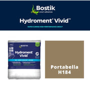 Bostik Hydroment Vivid packaging with Portabella H184 color swatch on a white background