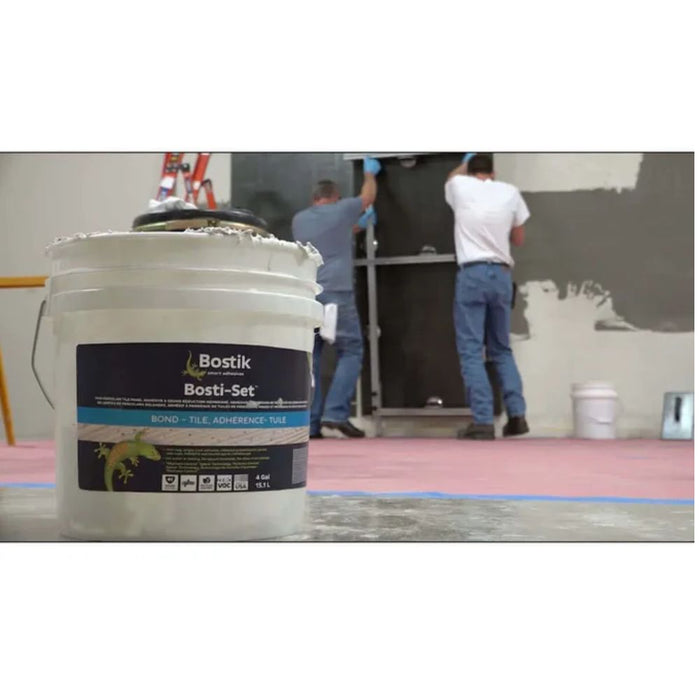 Bosti-Set Thin Porcelain Tile Adhesive in Use on large panel wall install
