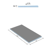 Measurement chart of the wedi 48 inch extension board and dimensions labeled