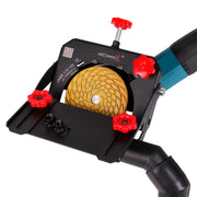 Mechanical tool with a cylindrical component and red adjustment knobs on a white background