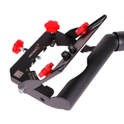 Mechanical tool with red knobs on a white background