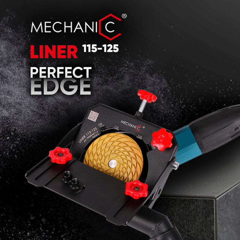 LINER 4.5"-5" Cutting Guard front view on angle grinder
