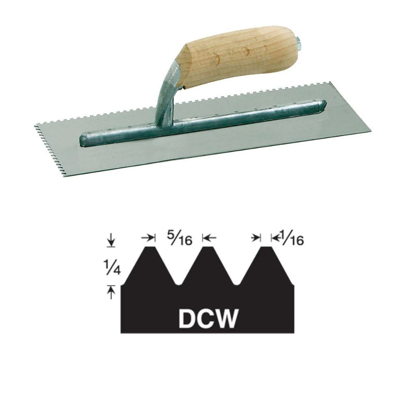 Gundlach professional trowel with 1/4 x 5/16 x 1/16 notch