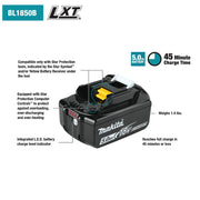 Makita 18V LXT Lithium-Ion 5.0Ah Battery with STAR Protection and LED Charge Indicator