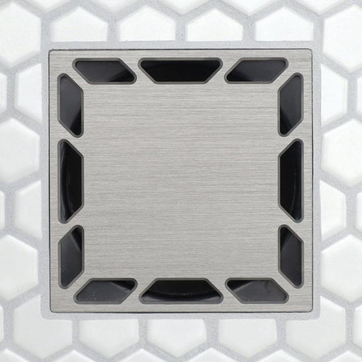 FloFX Blank Slate Drain Grate in Brushed Nickel finish for compatible FloFX shower drain