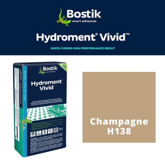 H138 (25 lbs): Bostik Hydroment Vivid Grout - Champagne H138, High-Quality Grout for Efflorescence Resistance