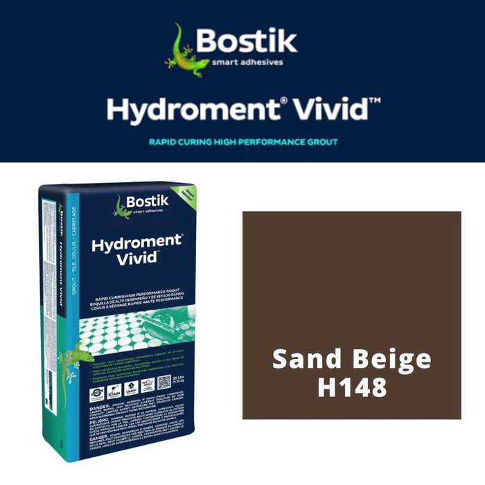 H148 (25 lbs): Bostik Hydroment Vivid Grout - Sand Beige H148, High-Performance Grout for Reliable Tile Installations