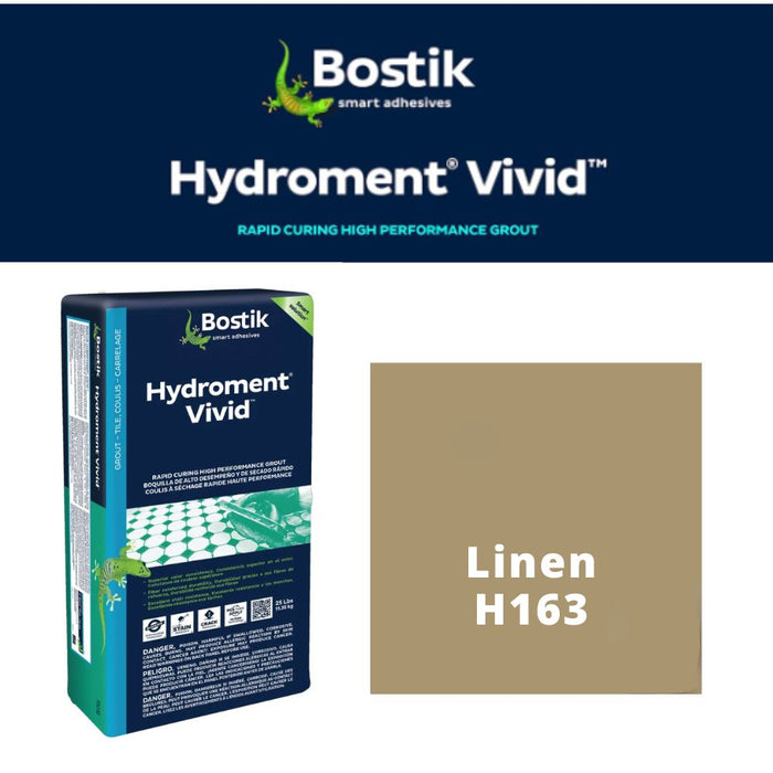 H163 (25 lbs): Bostik Hydroment Vivid Grout - Linen H163, Premium Grout with Consistent Color