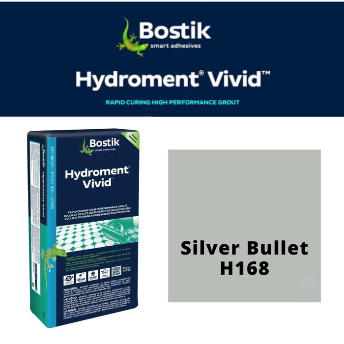 H168 (25 lbs): Bostik Hydroment Vivid Grout - Silver Bullet H168, Rapid Curing Grout for Professional Results