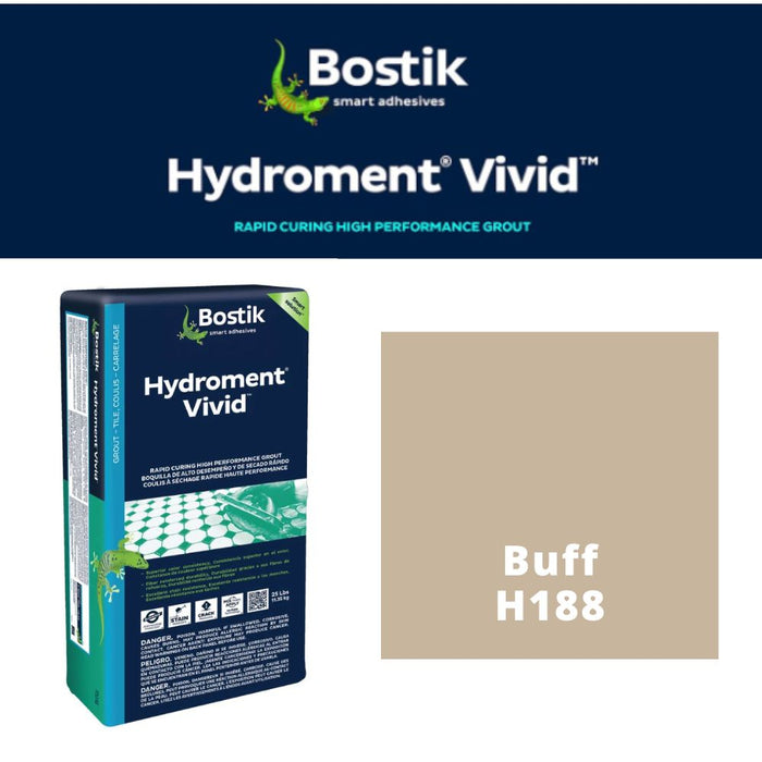 H188 (25 lbs): Bostik Hydroment Vivid Grout - Buff H188, Durable Grout for Residential & Commercial Tiles