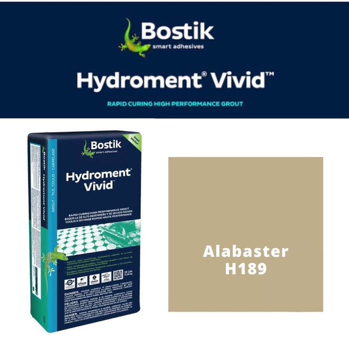 H189 (25 lbs): Bostik Hydroment Vivid Grout - Alabaster H189, Superior Grout for Residential & Commercial Use