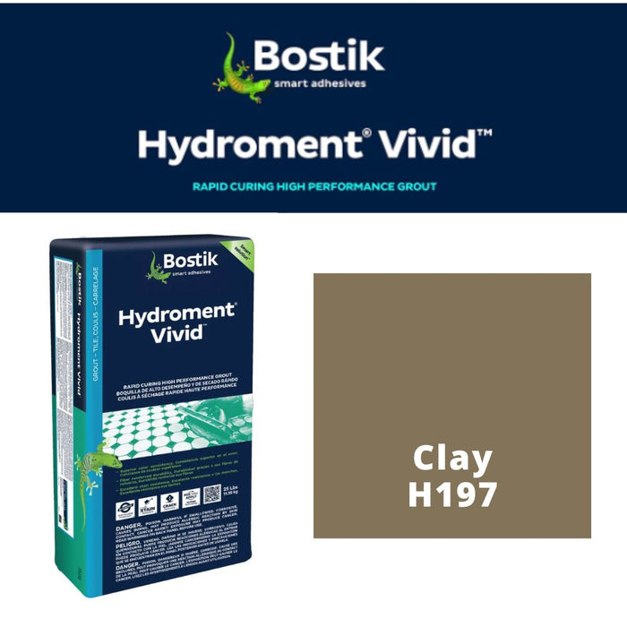 H197 (25 lbs): Bostik Hydroment Vivid Grout - Clay H197, Premium Grout for Efflorescence Resistance