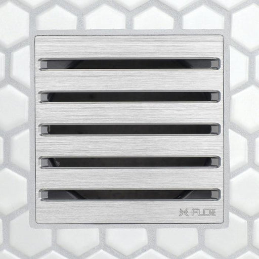FloFX Clean Lines Drain Grate in Brushed Nickel finish for compatible FloFX shower drain