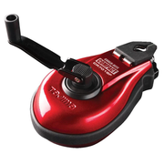 Die-cast aluminum chalk line reel with collapsible metal handle