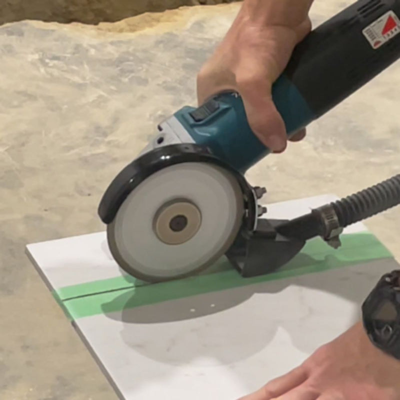 Alpha Pull-To-Cut Shroud Kit attached to a grinder