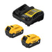 DEWALT 20V MAX Battery 2-Pack and Charger close-up