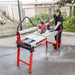 Tile contractor using the Rubi DS-250N to cut thick porcelain stone paver