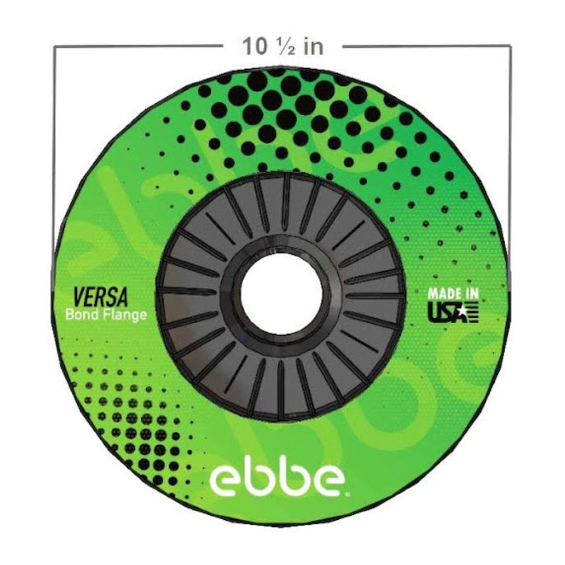 Ebbe Versa bond Flange top view with a dimension showing it is 10.5 inches round
