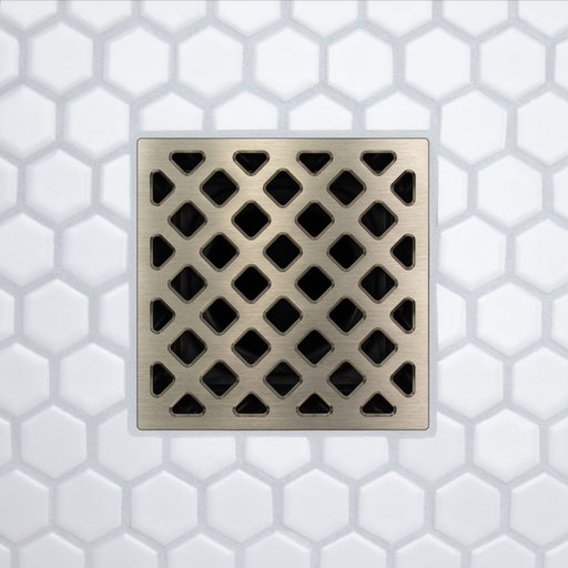 FloFX Forty Five Drain Grate in Brushed Nickel finish for compatible FloFX shower drain