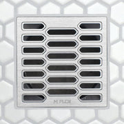 Flo FX drain with H3 design and a brushed chrome finish 