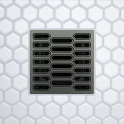 FloFX Hex3D Drain Grate in Graphite Grey finish for compatible FloFX shower drain