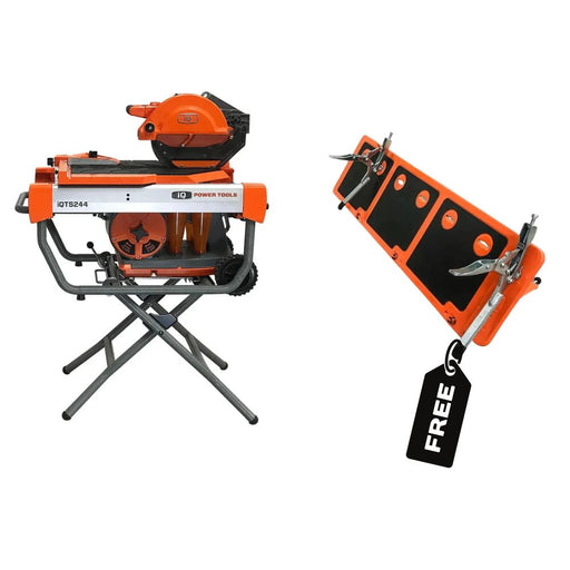 iQ Power Tools iQTS244 dry cut tile saw bundle with stand and miter attachment