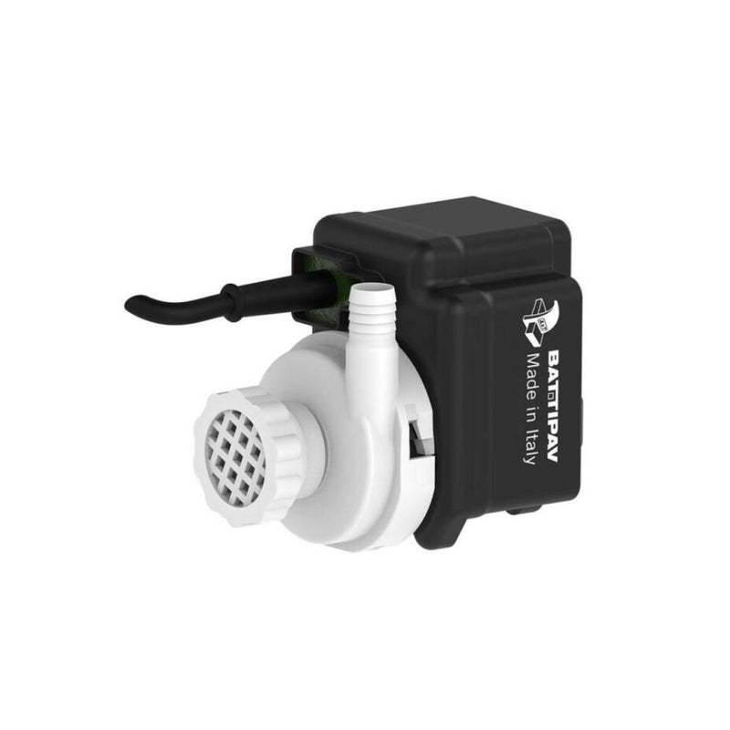 Type 2 water pump with black motor housing and white outlet fitting
