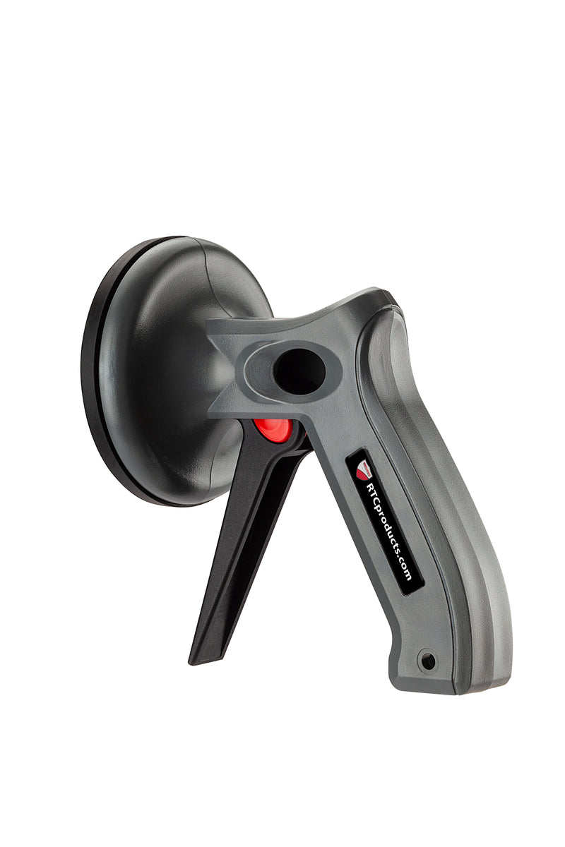 Black XL one-hand suction pistol grip with red release button and gray trigger handle