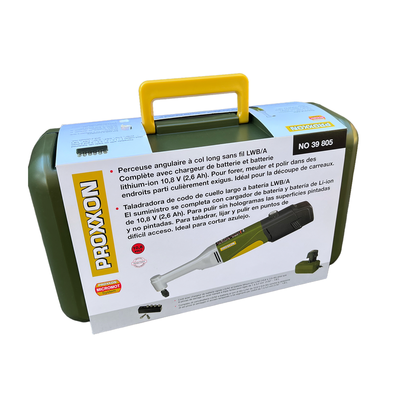 Proxxon tool packaging with a yellow handle on a white background