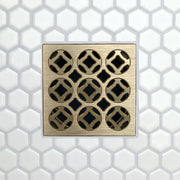 FloFX Radius 3D Square drain grate brushed gold finish
