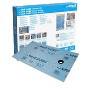 wedi S-Dry shower kit includes blue shower tray panel with drain opening